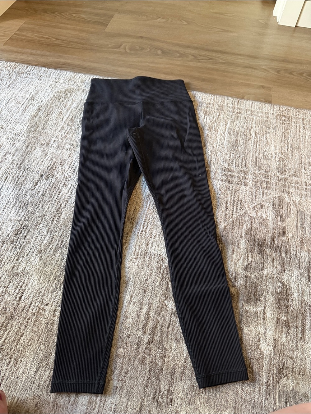 Athleta Black Ribbed High-Rise Leggings